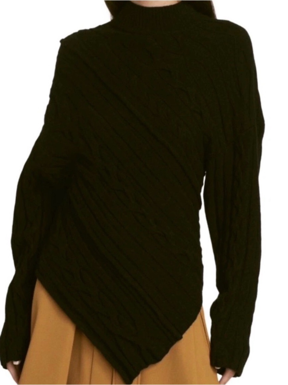 Proenza Schouler Big Wavy Asymmetrical Sweater Orig $1090 Black size L